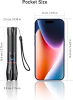 Мощный аккумуляторный LED фонарик Blukar (5 режимов, Фокусировка луча), Влагозащитный, Черный