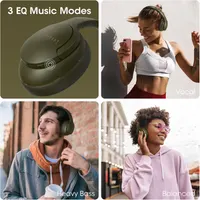 DOQAUS Bluetooth Headphones Over Ear, 90H Playtime, 3 EQ Mode, HiFi Stereo Bass, Soft Earmuff, Foldable Headphones for Phone/PC (Military Green) — фото 6