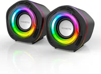 Компьютерные колонки 2.0 HEANTTV для ПК и монитора, USB питание, LED подсветка, Черные