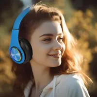 Бездротові Bluetooth навушники Без бренду (Складані, Мікрофон, FM, TF), Сині