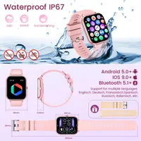 Смарт-годинник 1.83 з Bluetooth дзвінками фітнес трекер 123 режими IP68 пульсометр рожеві — фото 2
