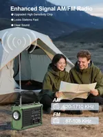 Туристическое радио ROCAM с солнечной панелью динамо 12000mAh power bank SOS зеленый — фото 5