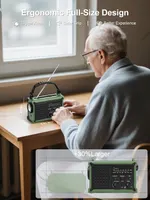 Туристичне радіо ROCAM із сонячною панеллю динамо 12000mAh power bank SOS зелений — фото 3