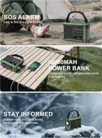 Туристичне радіо ROCAM із сонячною панеллю динамо 12000mAh power bank SOS зелений — фото 7