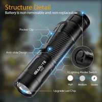 Тактичний ліхтар GEARLITE 2000 люмен зум IP65 акумуляторний LED ліхтарик чорний — фото 4