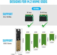 Кишеня M.2 NVMe SSD AXFEE USB 3.1 Gen2 10Gbps алюмінієвий корпус сірий — фото 2