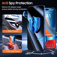 Захисне скло антишпигун UniqueMe iPhone 15 16 2 шт загартоване 9H чорне — фото 5