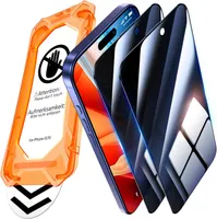 Защитное стекло антишпион UniqueMe iPhone 15 16 2 шт закаленное 9H черное — фото 7