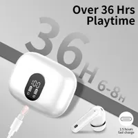 Беспроводные наушники TWS с дисплеем Bluetooth 5.4 36 часов работы влагозащита IP7 белые — фото 3