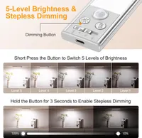 LED светильники Gritin для кухни 26 см 2 шт датчик движения аккумуляторные подсветка шкафа — фото 5