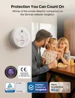 Детектор дыма X-Sense SD11 пожарный сигнализатор батарея 10 лет защита дома сигнал тревоги белый — фото 7