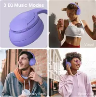 DOQAUS Bluetooth Headphones Over Ear, 90H Playtime, 3 EQ Mode, HiFi Stereo Bass Wireless Headphones with Mic, Soft Earmuff, Foldable for Phone/PC — фото 8