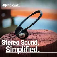 Дротові навушники Manhattan Stereo AUX 3.5мм кабель 2.2м легкі для музики та дзвінків чорні