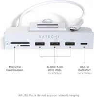 USB-C хаб SATECHI Clamp Hub для iMac 24 розширення портів алюмінієвий адаптер сріблястий — фото 2