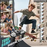 Фотоапарат 5K 64MP для влогів WiFi 64GB карта 2 об’єктиви відео фото блогерам — фото 3