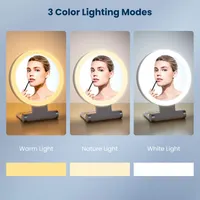 Дзеркало для макіяжу з LED підсвіткою збільшення 10x сенсорне косметичне біле — фото 4