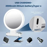 Make-Up Mirror, Table Mirror, Shaving Mirror, Illuminated with Dimmable Brightness, LED Light, 10x Magnifying Mirror — фото 2