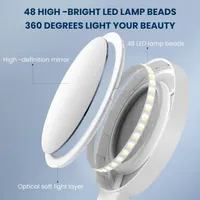 Make-Up Mirror, Table Mirror, Shaving Mirror, Illuminated with Dimmable Brightness, LED Light, 10x Magnifying Mirror — фото 5