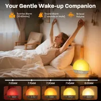 Будильник Wake Up Light світанок 12 кольорів білий шум димер нічник імітація сонця — фото 2