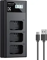 K&F CONCEPT NP-FW50 Triple Slot LCD Battery Charger Compatible with Sony ZV-E10, A6400, A6000, A6500, A6300, A7, A7II, A7RII, A7SII, A7S, A7S2, RX10 — фото 7
