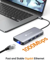 USB C док станція NOVOO RM11 Pro 11 в 1 4K HDMI 8K DP 100W PD RJ45 хаб адаптер — фото 4