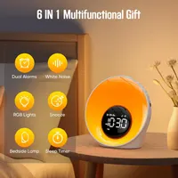 Світловий будильник Wake Up Light світанок 30 звуків подвійний таймер нічник LED — фото 4