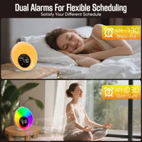 Світловий будильник Wake Up Light світанок 30 звуків подвійний таймер нічник LED — фото 7