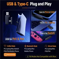 Ігрові навушники Ozeino 2.4GHz бездротові мікрофон 40 годин USB Type C PC PS5 — фото 2
