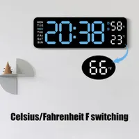 Большие цифровые настенные LED часы 13 дюймов с пультом ДУ (Термометр, Календарь, Таймер), Черные — фото 7