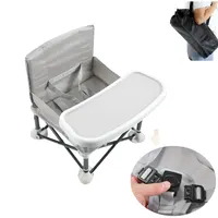 Baby Folding Dining Chair Portable High Multifunctional Child Little Seat Dining Aluminum Alloy Travel Compact Booster Seat with Tray — фото 3