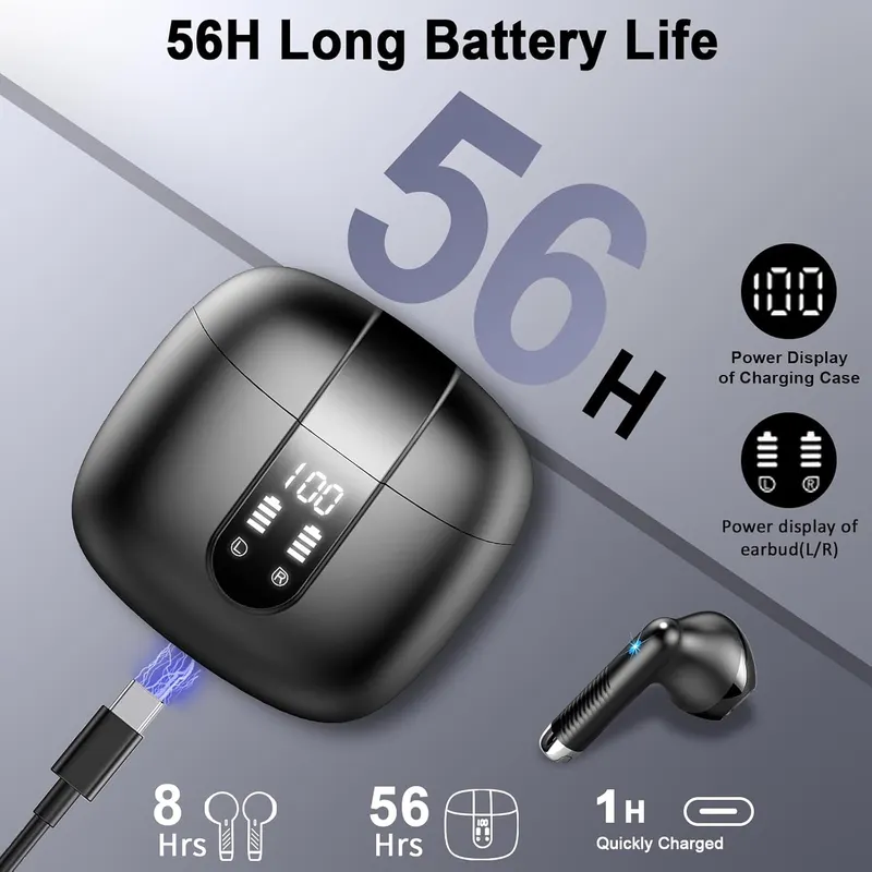 Беспроводные наушники Wireless Earbuds с Bluetooth 5.4, стерео звук, микрофон, зарядный кейс, для смартфонов и гаджетов