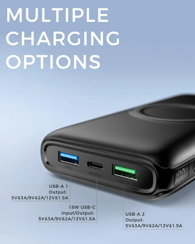 Павербанк FEELLE 26800мАг, швидка зарядка PD 18Вт та QC 3.0, 4 виходи, USB-C, портативний