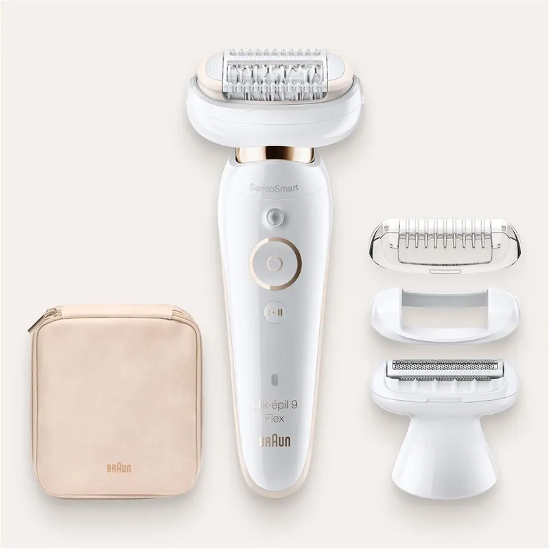 Braun Silk-épil 9 Flex 9-002 - Epilator with Flexible Head for Easier Hair Removal, White/Gold
