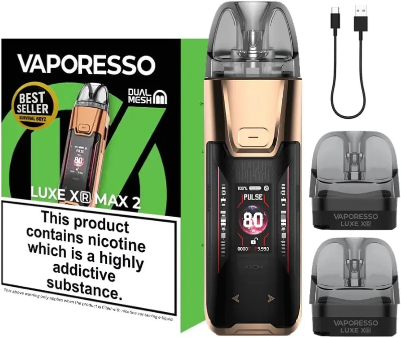 Vaporesso Luxe XR Max 2 Vape Kit [Imperial Red Leather]-8 colours-3200mAh Mega Battery,2A Fast Charge, 80W Output,0.96" TFT+RGB Lights,Dual Mesh Tech-Works with Luxe X,XR Pods & GTX coils-No Nicotine