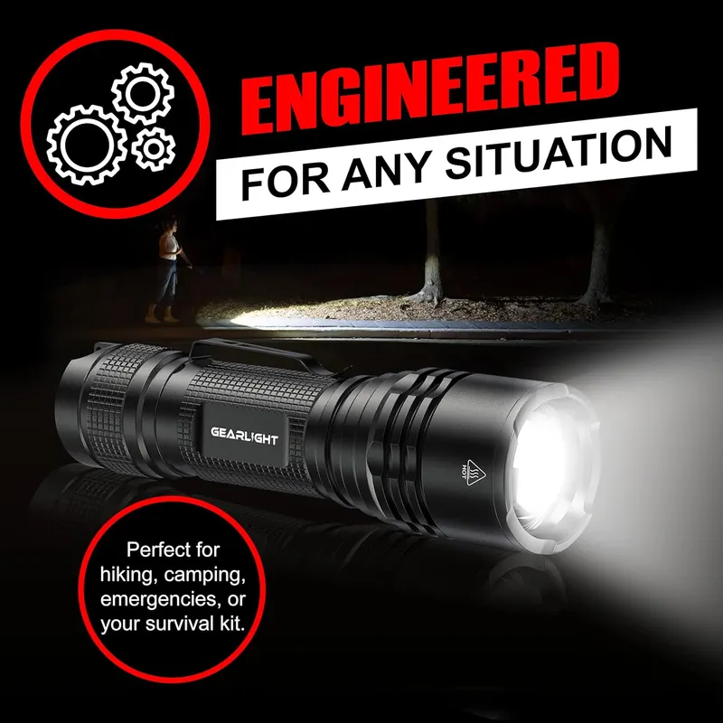 Тактичний ліхтар GearLight LED S2000, 5 режимів світіння, потужний, водонепроникний