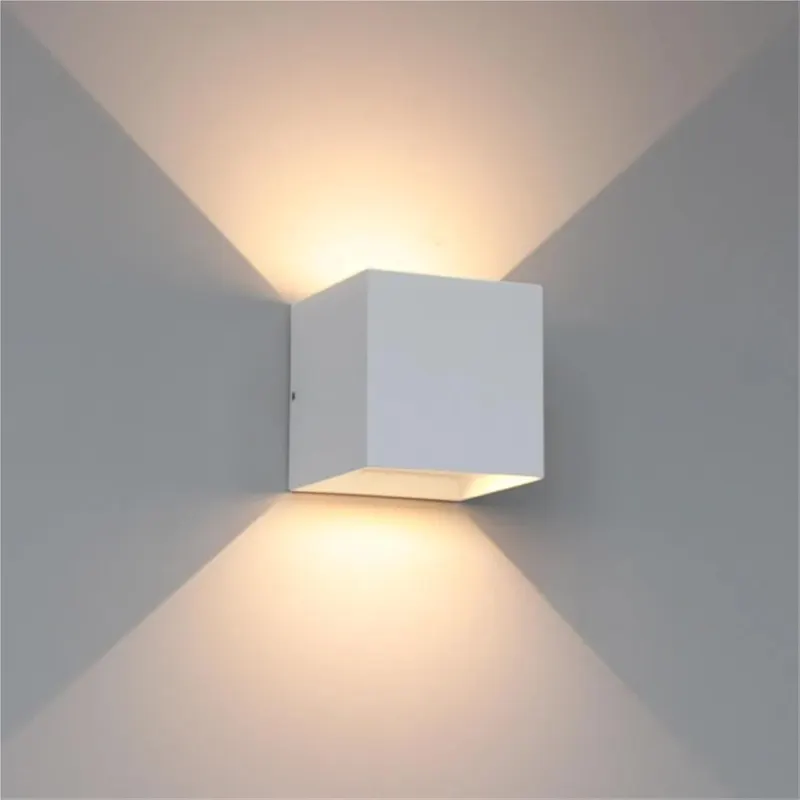 LED Waterproof Wall Lamp in Black/White for Indoor and Outdoor Decoration Lighting Aluminum Wall Lights AC(Black,L)