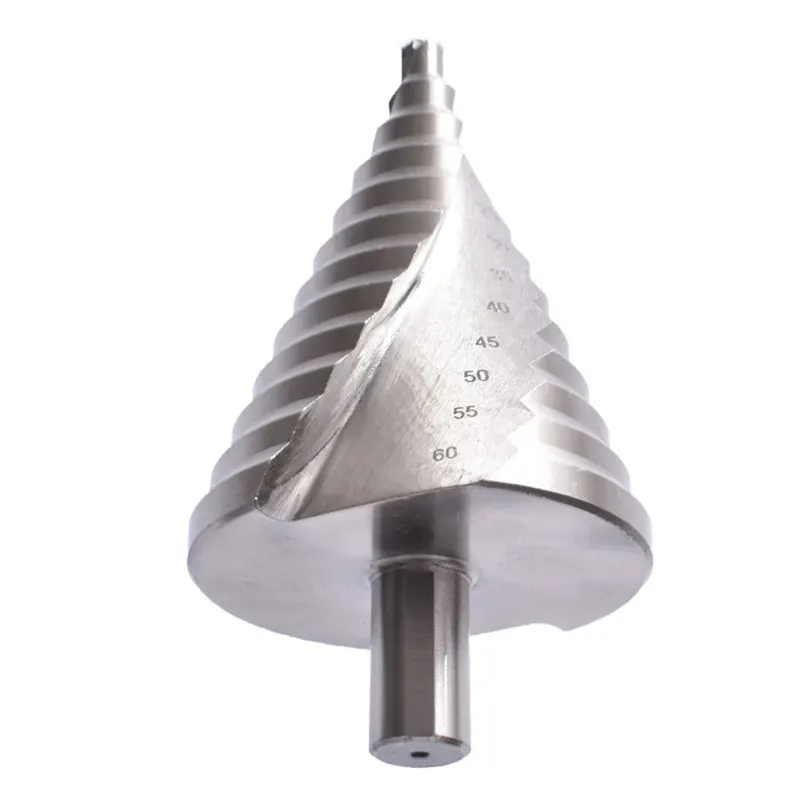 6-60mm Step Drill Bit, 12.5mm/0.5” Shank 4241 HSS Spiral Groove Drill Bit for Wood, Plastic, Sheet Metal