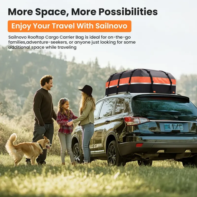 Sailnovo Car Rooftop Cargo Carrier 21 Cubic Feet, Waterproof 1000D PVC Car Roof Bag with Anti-Slip Mat, Combination Lock, Storage Bag, Door Hooks & Tie-Down Strap fit Vehicle with/Without Luggage Rack