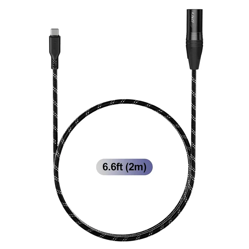 Аудіокабель J&D USB-C на XLR (Male), 2м, плетений, для підсилювача, динаміка, мікшера