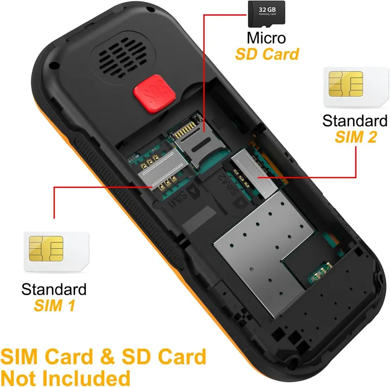 Мобильный телефон для пожилых, большие кнопки, SOS, 1800мАч, Dual SIM, с док-станцией