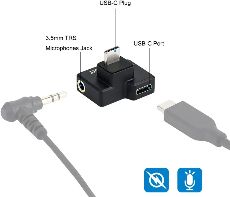 Адаптер JJC 3.5мм/USB-C для DJI Osmo Action, микрофон и зарядка, TRS Type C