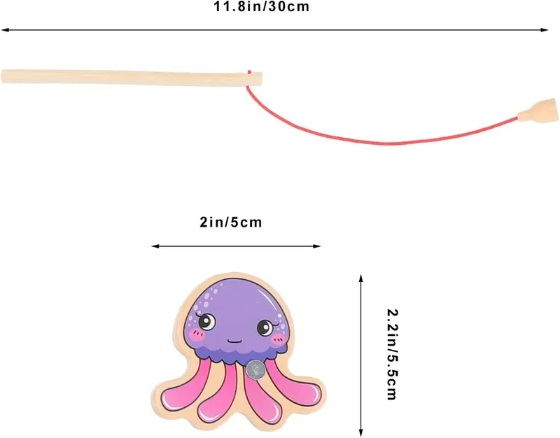 LOGOFUN Magnetic Fishing Game Set Wooden Magnetic Fishing Pool Toys Fishing Pole Rods for Kids