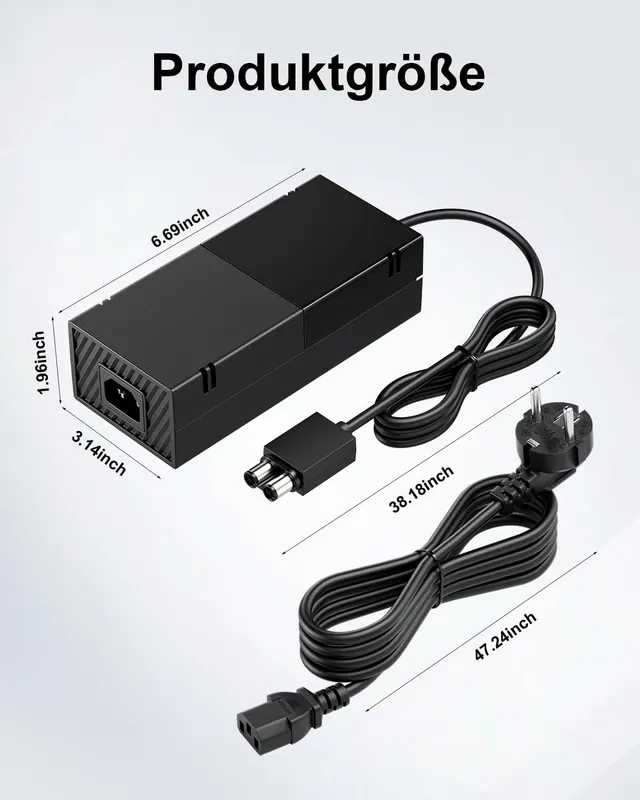 Power Supply Xbox One, AC Adapter for Xbox One Consoles Charging Cable Charger Power Supply Brick EU Charging Cable 100-240V Voltage