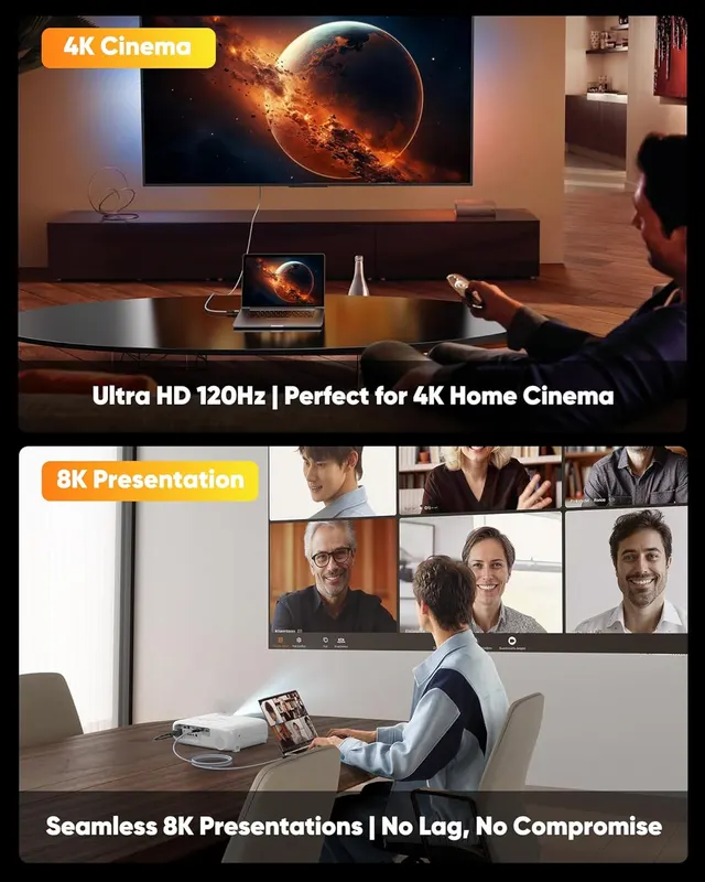 Кабель Snowkids 8K HDMI 2.1 (5м), 48 Гбіт/с, 8K@60Hz, 4K@120Hz, eARC, HDR10, HDCP 2.2/2.3, VRR