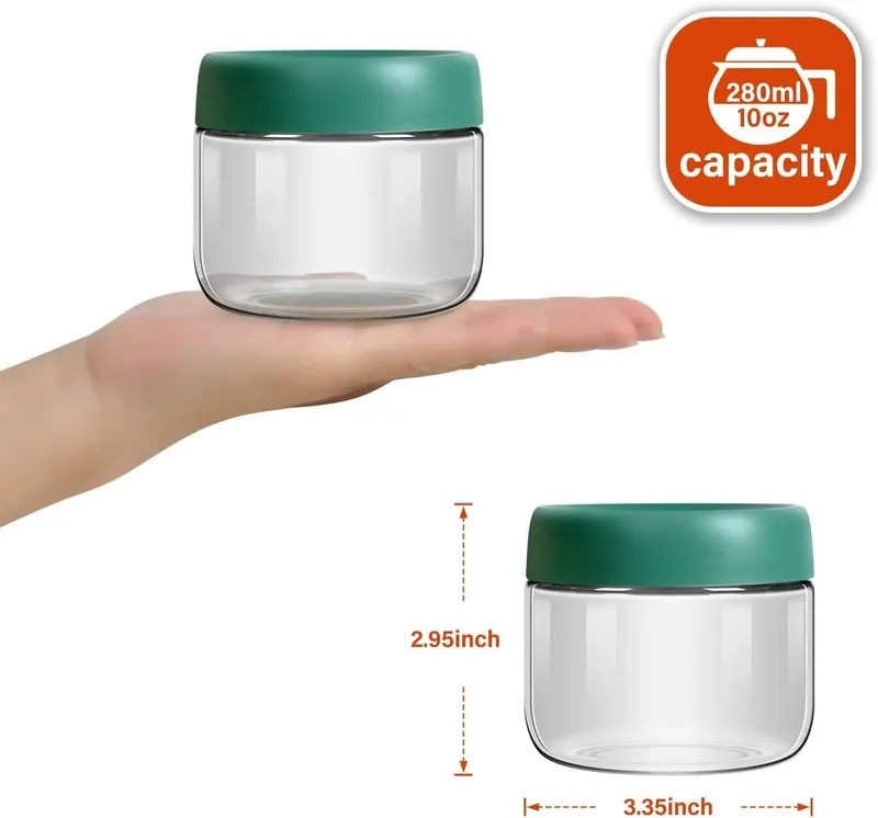 Скляні банки Binoster (4 шт) 300мл/10oz з кришкою, для вівсянки, йогурту, десертів, герметичні