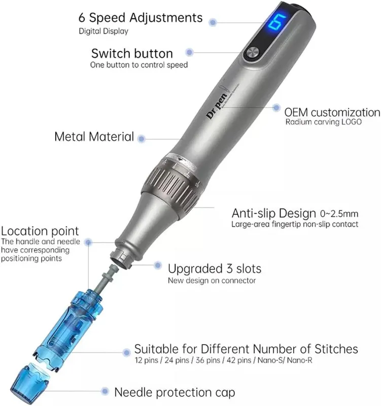Дермапен Dr. Pen M8S (10 картриджей) беспроводной, аппарат для микронидлинга (рост волос, лицо)