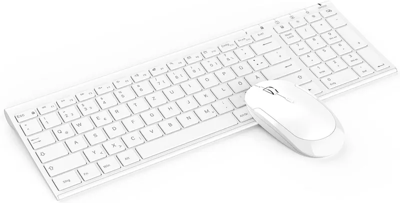 Комплект (Клавіатура без миші) бездротовий, Ultraslim, 2.4G, USB-акумулятор (QWERTZ, Білий)