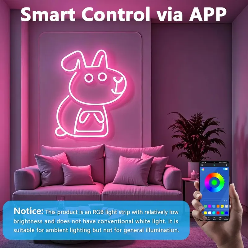 Неоновая LED-лента (10м) RGB, Bluetooth, App, Синхронизация с музыкой, Уличная (Без пульта)