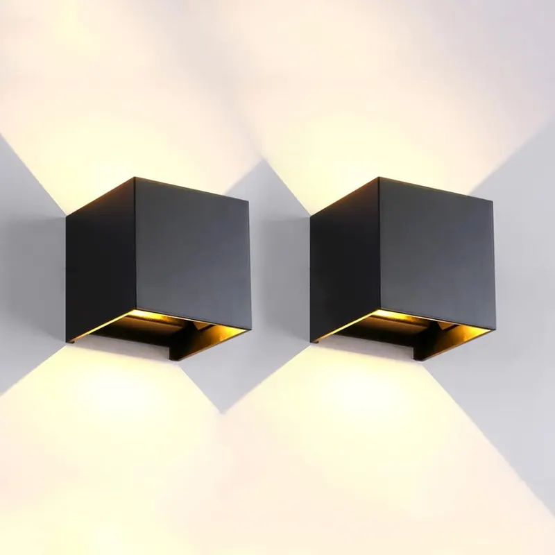 Уличные LED-светильники (2 шт) настенные, 12Вт, IP65, Теплый Белый, Вверх/Вниз, Черные