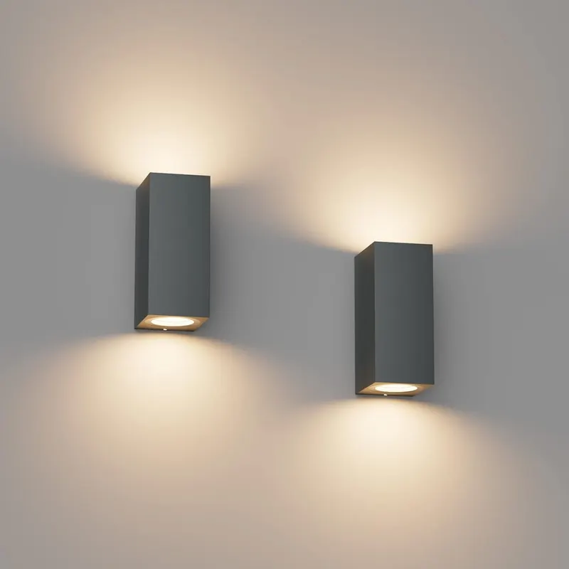 Уличные настенные светильники Klighten (2 шт) GU10, Антрацит, Куб, IP65, Вверх/Вниз